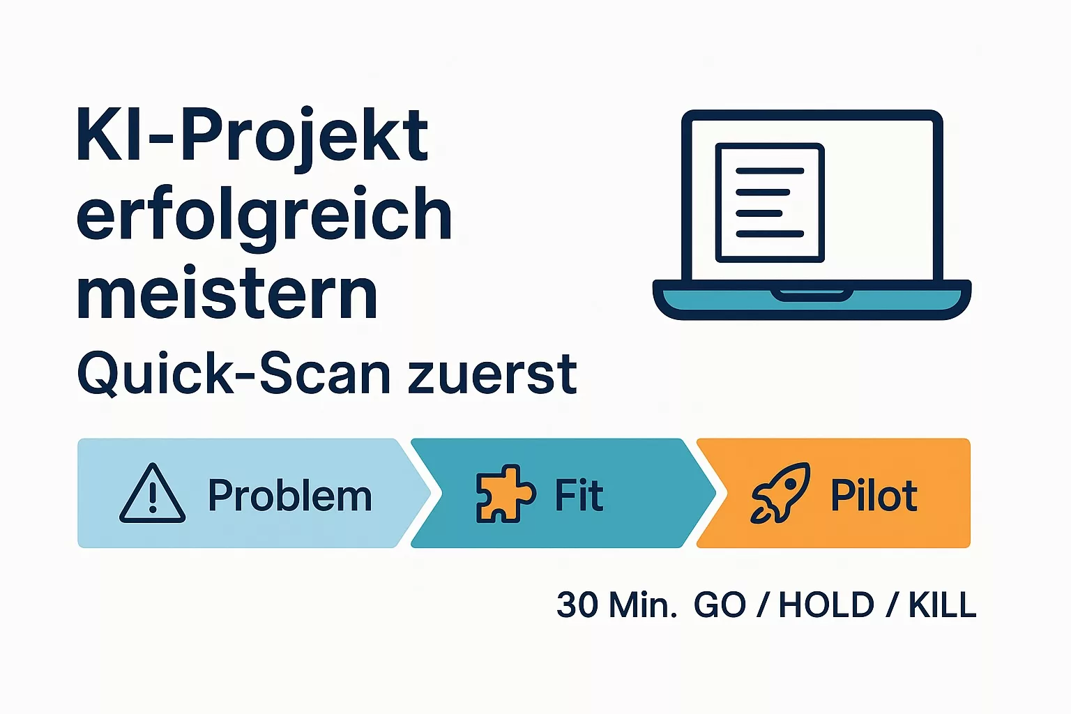 Warum KI-Projekte in KMU/KKU scheitern – und wie du in 90 Tagen echten Nutzen lieferst 1 KI-Projekte - Erfolgreich starten mit einem Quick-Scan!